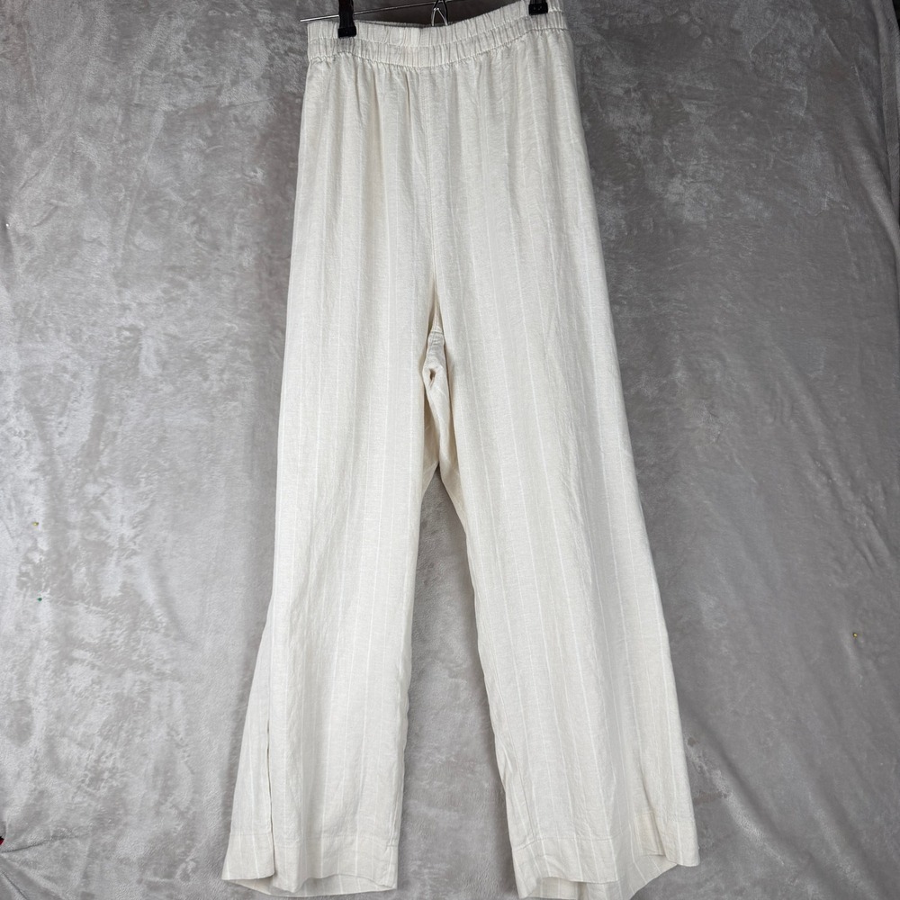 Old Navy Plus Size 2X High Rise Super Wide Leg Linen Blend Pinstripe Pants NWT